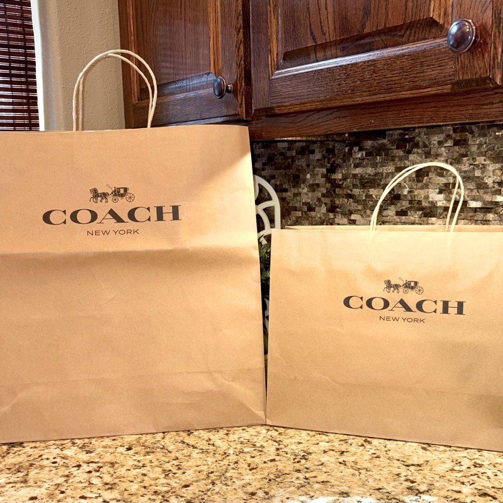 2 COACH NEW YORK Brand paper bags 1 Large, 1 Medium